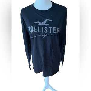 Hollister California Black Long Sleeve Graphic Logo T-Shirt Top